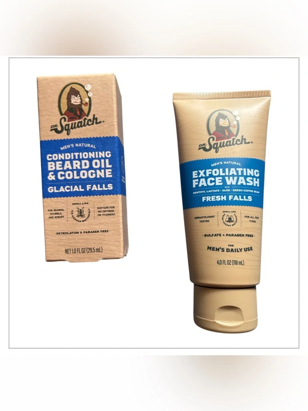 Dr. Squatch BUNDLE | Beard Oil & Cologne Glacial Falls Face Wash Fresh Falls 2
